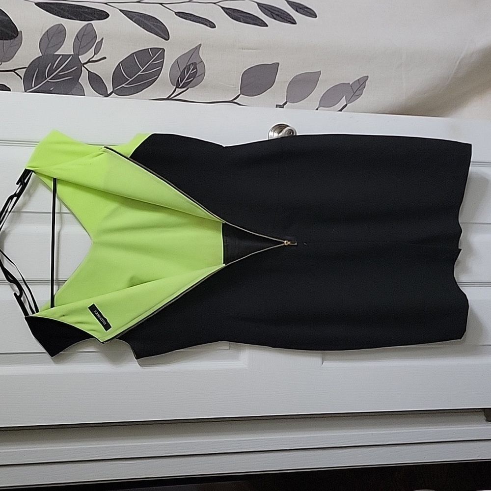 Ellen Tracy Asymmetric Neon Y2K Grunge Goth Dress - Picture 5 of 6